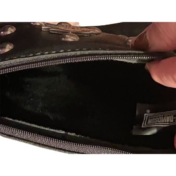 HARLEY DAVIDSON HD CROSSBODY LEATHER PURSE BLACK STUDDED SMALL - Picture 8 of 9
